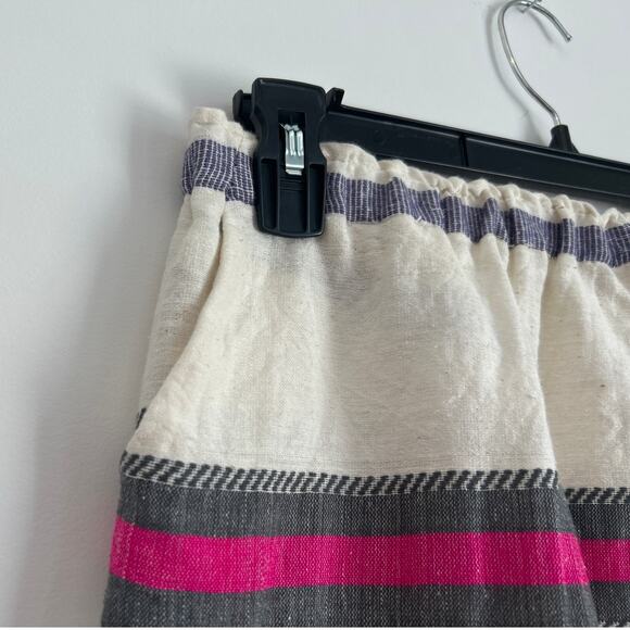 NWT lemlem Striped Skirt with Pockets, Cream, Pink, Multi, Women's Size Large - Picture 2 of 9